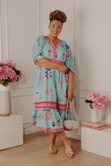Seaside Garden Floral Midi Dress Curves
