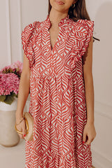 Sway In Style Tiered Midi Dress in Rustic Rose