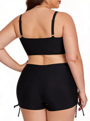 Hazel Blues® | Ruched Drawstring Swim Set
