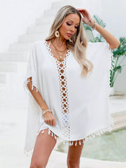 Hazel Blues® | Crochet Trim Tassel Cover-Up Dress