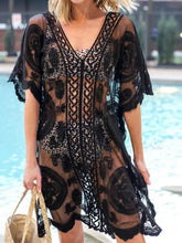 Hazel Blues® | Lace V-Neck Half Sleeve Cover-Up