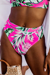 Hazel Blues® | Rose Tropical Print Textured Bikini Bottoms