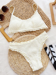 Hazel Blues® | Frill Textured Spaghetti Strap Two-Piece Swim Set