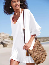 Hazel Blues® | Ruffled Trim V-Neck Cover-Up Dress