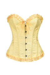 Sweetheart Yellow Lace-Up Floral Corset