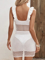 Hazel Blues® | Ruffled Openwork Sleeveless Cover-Up Dress