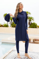 Hazel Blues® | Cap, Long Sleeve Hooded Top and Pants Swim Set