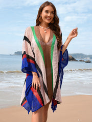 Hazel Blues® | Openwork Color Block Plunge Cover-Up
