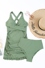 Hazel Blues® | Tie Back Sleeveless Swim Dress and Bottoms Set