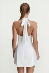 Halter A-Line Graduation Dress With Bow
