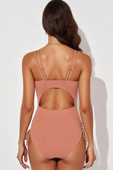 Hazel Blues® | Tied Cutout Plunge One-Piece Swimsuit
