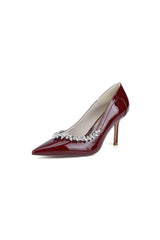 Ivory High Heels with Crystal-Embellished Metal Accent