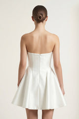 Ivory Taffeta A-Line Strapless Graduation Dress