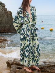 Hazel Blues® | Boho Print Long Sleeve Beach Cover-Up
