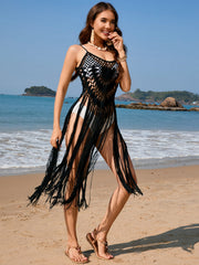 Hazel Blues® | Fringe Openwork Spaghetti Strap Cover-Up