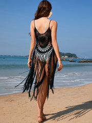 Hazel Blues® | Fringe Openwork Spaghetti Strap Cover-Up