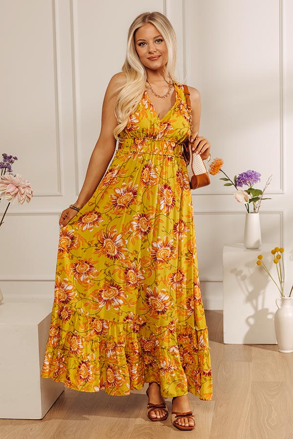 Sunflower Gazing Floral Maxi Dress