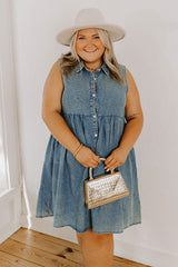 Ocean Retreat Chambray Mini Dress Curves