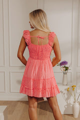 Sweetly Styled Smocked Tiered Mini Dress In Coral