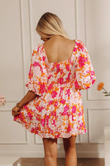 Whispering Muse Floral Mini Dress in Orange