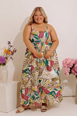 Tranquil Time Floral Midi Dress in Cream Curves