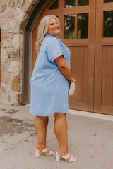 Effortless Radiance Shift Dress in Sky Blue Curves