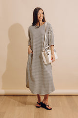 Beach Day Terry Stripe Maxi Dress in Cream