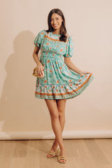 Sunday Strolls Floral Mini Dress in Mint