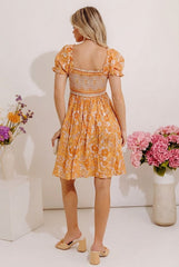 Fan Fav Smocked Floral Mini Dress in Orange