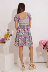 Fan Fav Smocked Floral Mini Dress in Lush Meadow