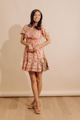 Sunday Strolls Floral Mini Dress in Peach
