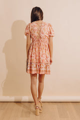 Sunday Strolls Floral Mini Dress in Peach