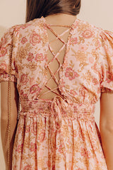 Sunday Strolls Floral Mini Dress in Peach