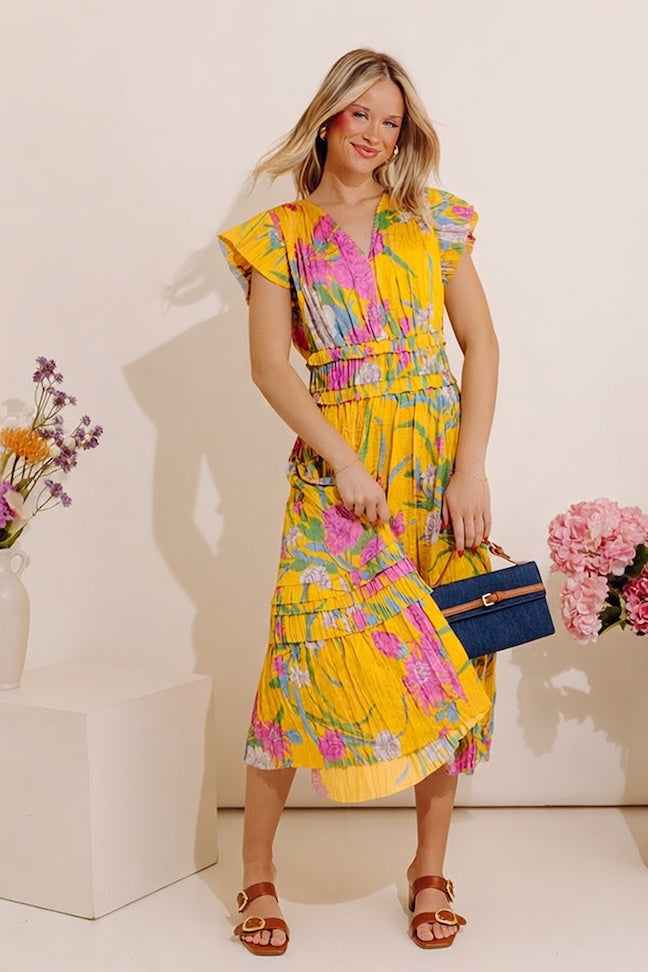 Date Night In Madrid Floral Midi