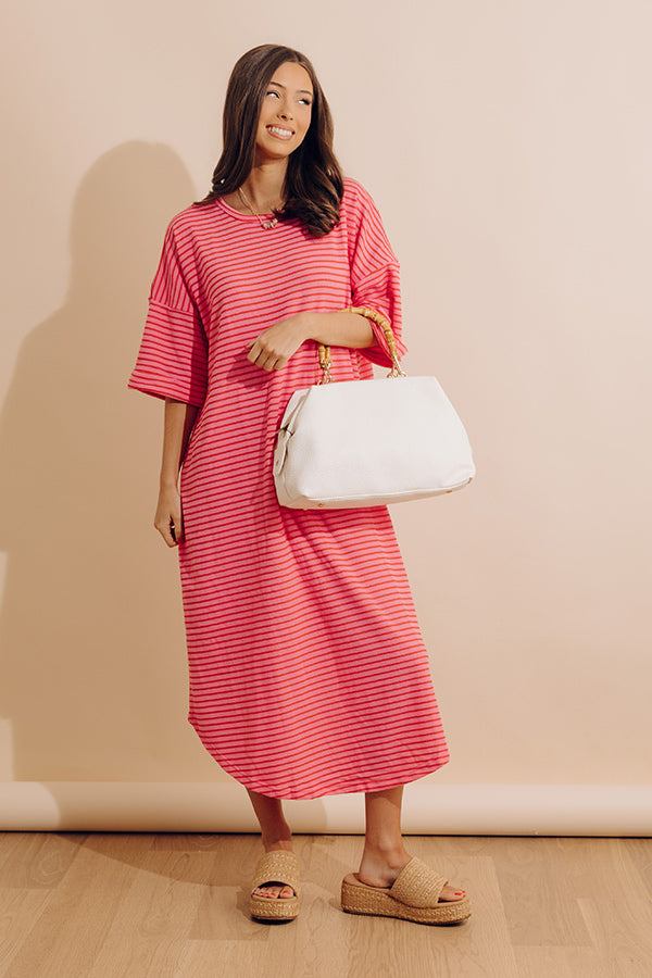 Beach Day Terry Stripe Maxi Dress in Pink