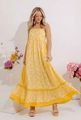 Boho Beauty Floral Maxi Dress in Marigold