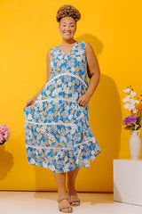 Tucson Sunsets Floral Tiered Maxi Dress Curves