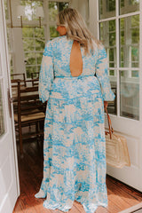 Chateau Chic Tiered Maxi Dress in Sky Blue Curves