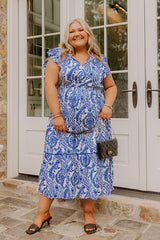 Riviera Rendezvous Satin Midi in Royal Blue Curves