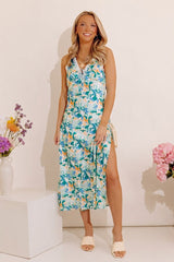 Resort Chic Satin Midi in Ocean Wave