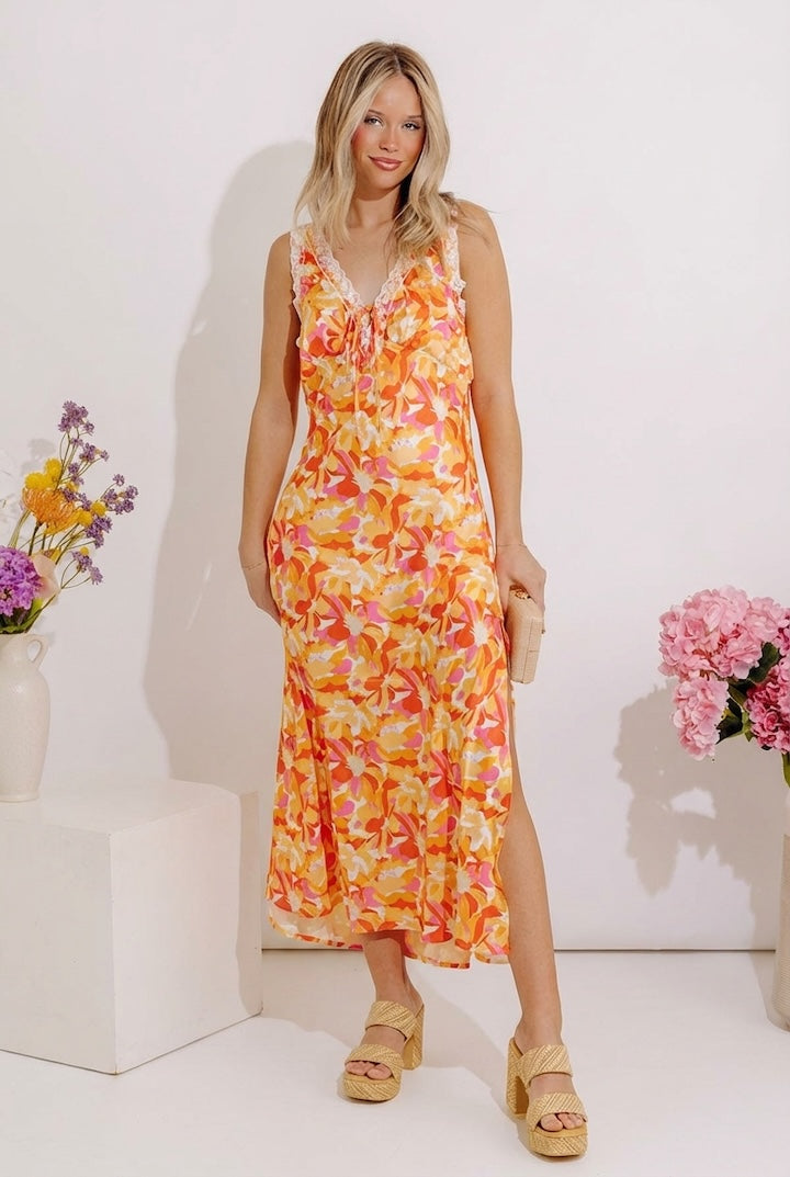 Resort Chic Satin Midi in Honey