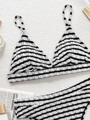 Hazel Blues® | Striped V-Neck Two-Piece Swim Set
