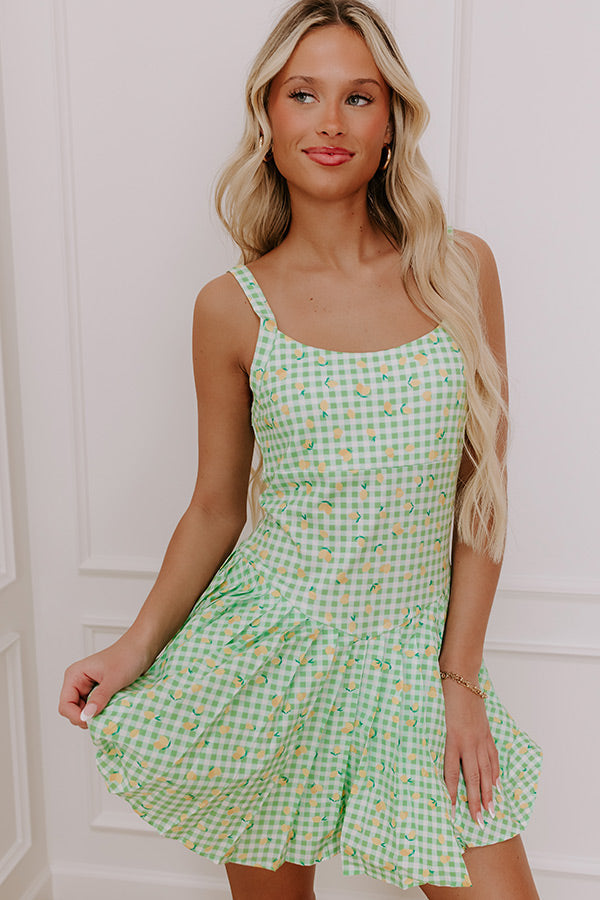 French Market Stroll Athleisure Mini Dress in Lime