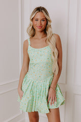 French Market Stroll Athleisure Mini Dress in Lime