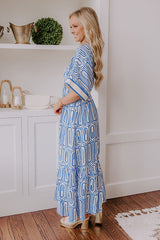 Art Gallery Social Midi Dress in Blue