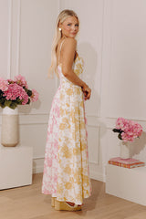Loving Gaze Floral Color Block Maxi Dress