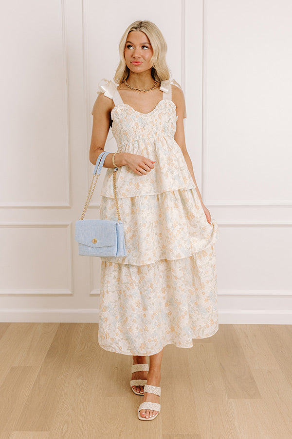 Whimsical Wonders Embroidered Tiered Midi Dress