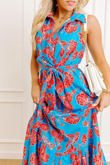 Boardwalk Stroll Floral Maxi Dress in Blue