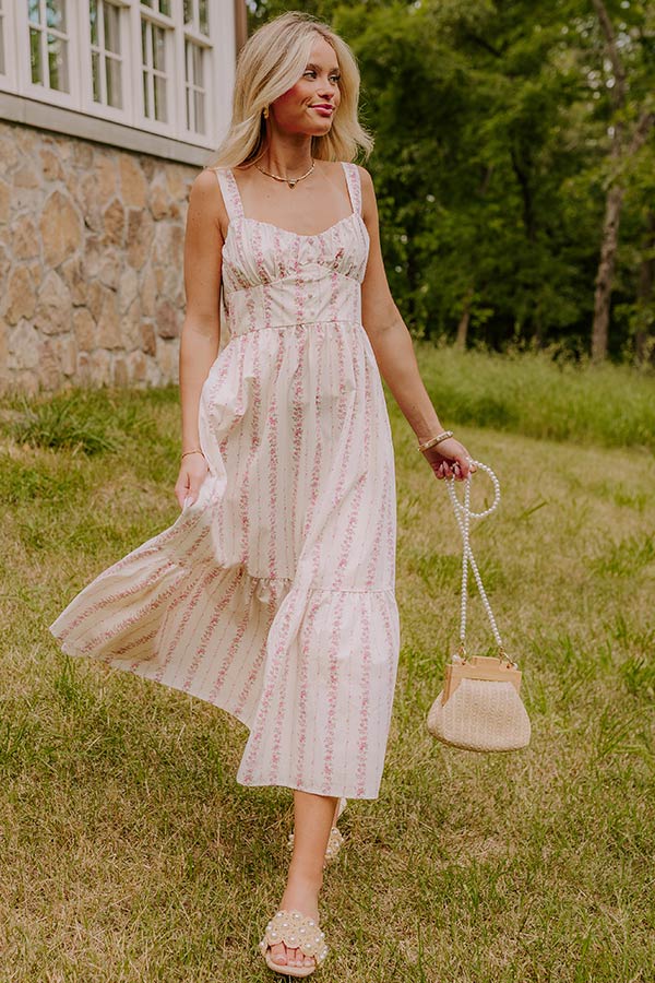 Countryside Cutie Floral Midi Dress in Pink