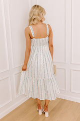 Countryside Cutie Floral Midi Dress in Sky Blue
